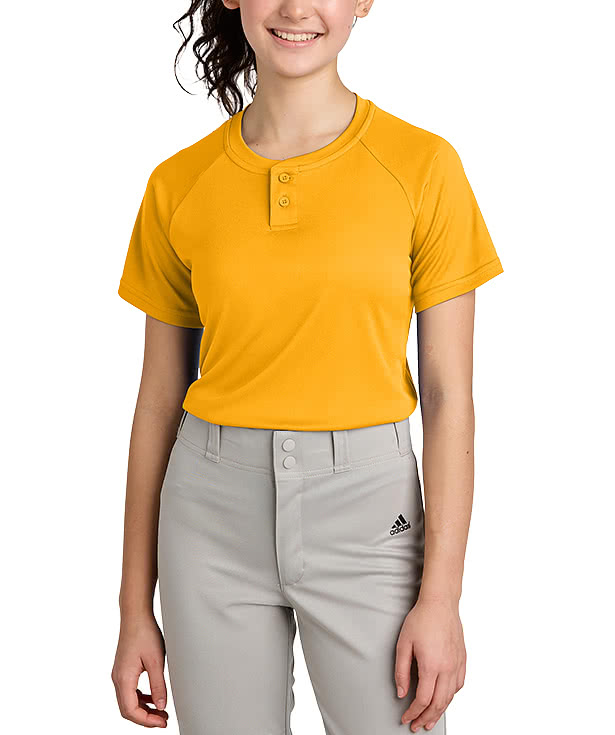 Sport-Tek Youth Competitor 2-Button Baseball Henley
