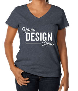 District Women's Re-Tee V-Neck T-shirt - Color: Heather Navy