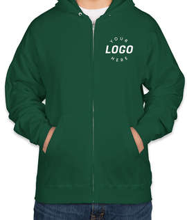 Hanes EcoSmart 50/50 Zip Hoodie - Screen Printed - Color: Deep Forest