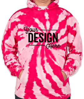 Port & Company Tie-Dye Pullover Hoodie - Color: Pink