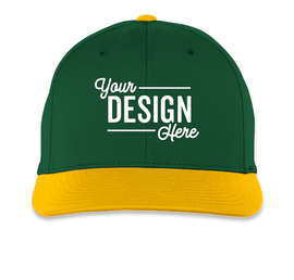 Pacific Headwear Perforated Flexfit Performance Hat - Color: Dark Green / Gold
