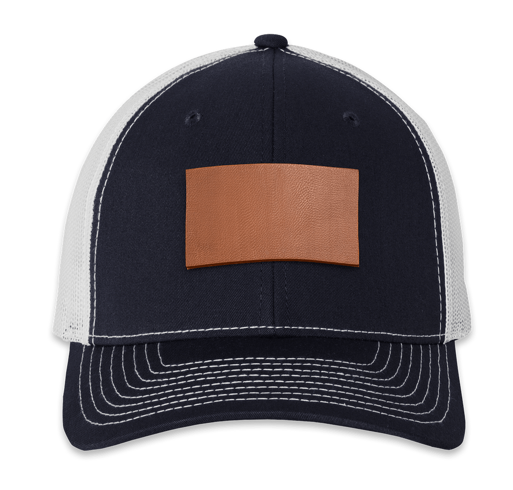 Richardson Snapback Trucker Hat - Rectangle Faux Leather Patch - Laser Engraved-default