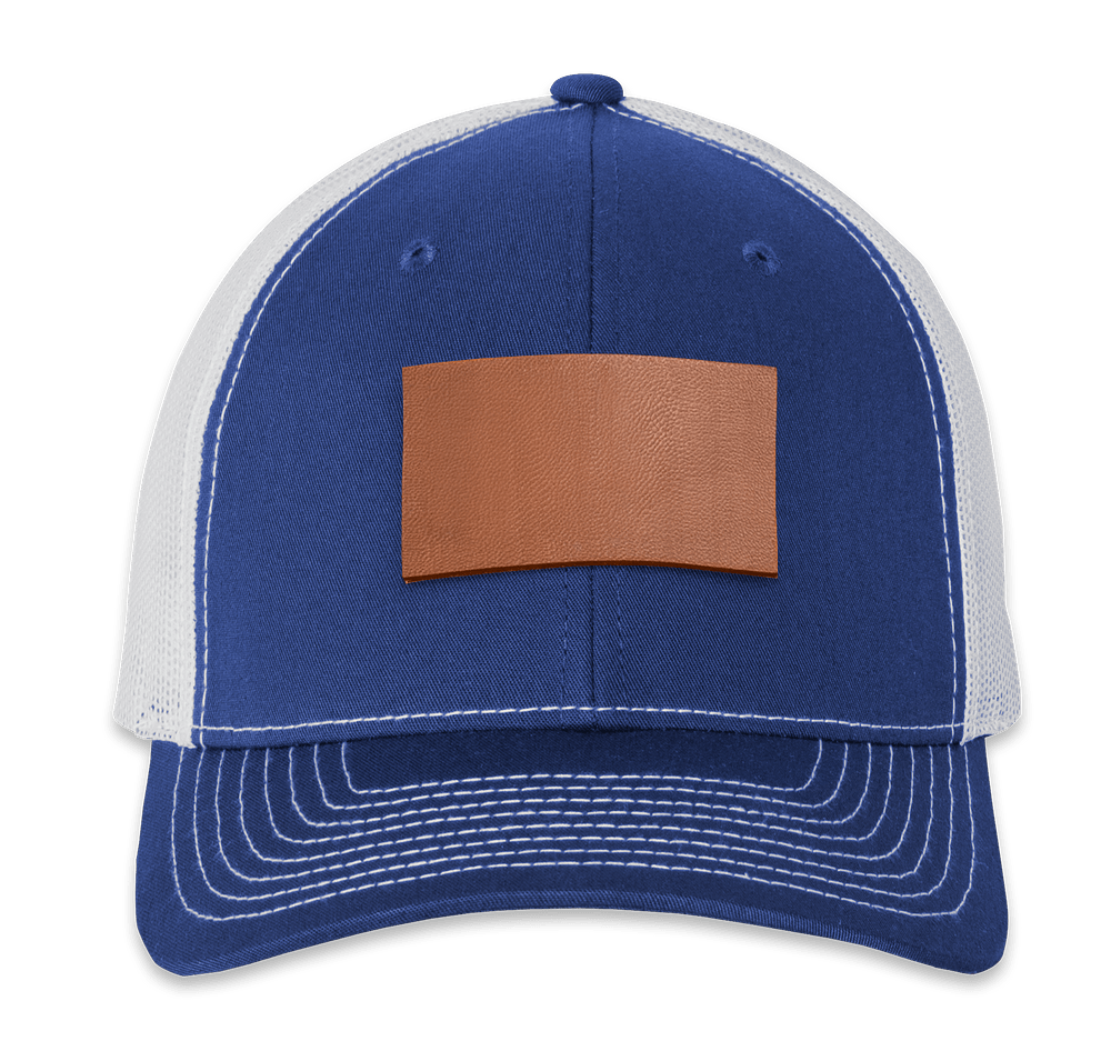 Richardson Snapback Trucker Hat - Rectangle Faux Leather Patch - Laser Engraved-default