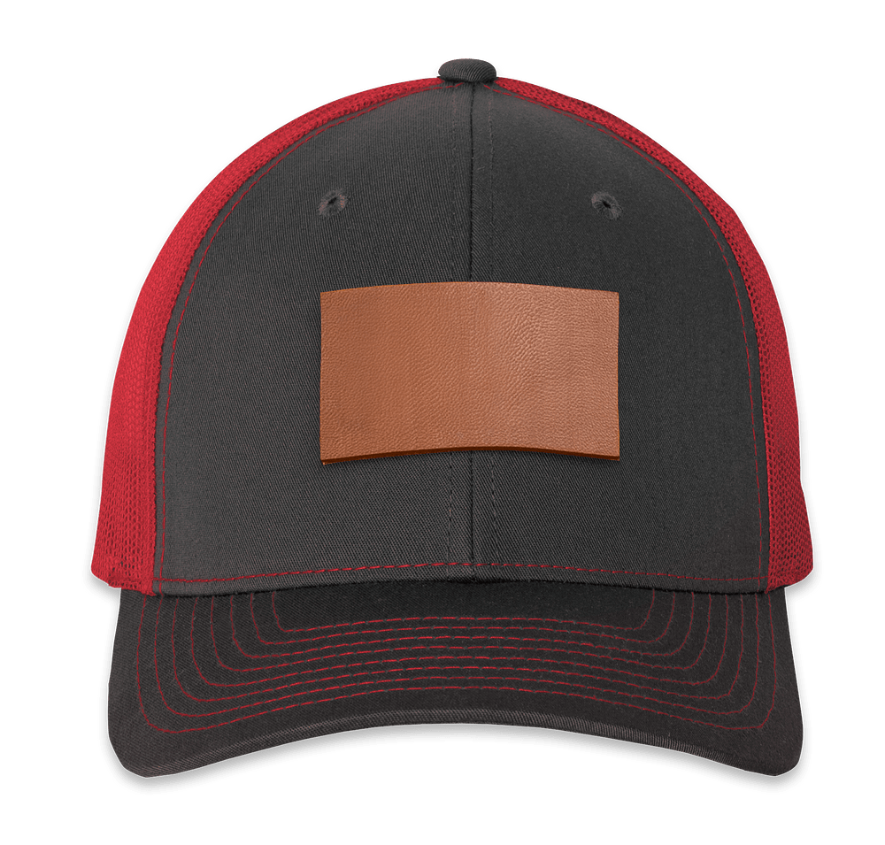 Richardson Snapback Trucker Hat - Rectangle Faux Leather Patch - Laser Engraved-default