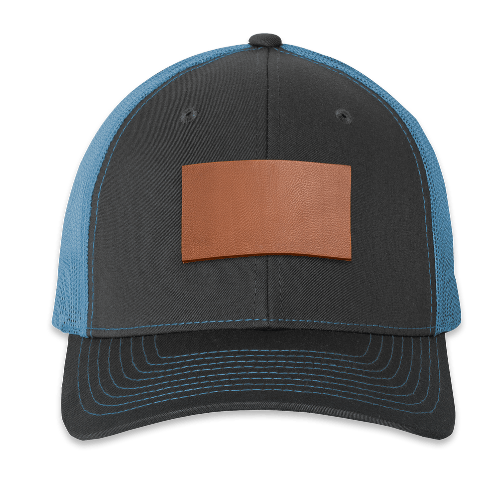 Richardson Snapback Trucker Hat - Rectangle Faux Leather Patch - Laser Engraved-default