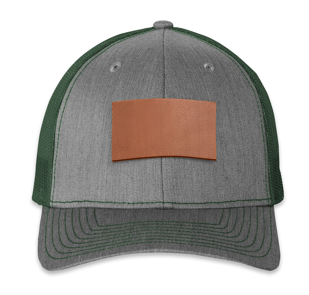 Richardson Snapback Trucker Hat - Rectangle Faux Leather Patch - Laser Engraved-default