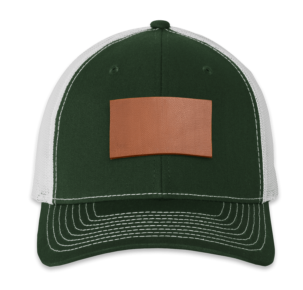 Richardson Snapback Trucker Hat - Rectangle Faux Leather Patch - Laser Engraved-default