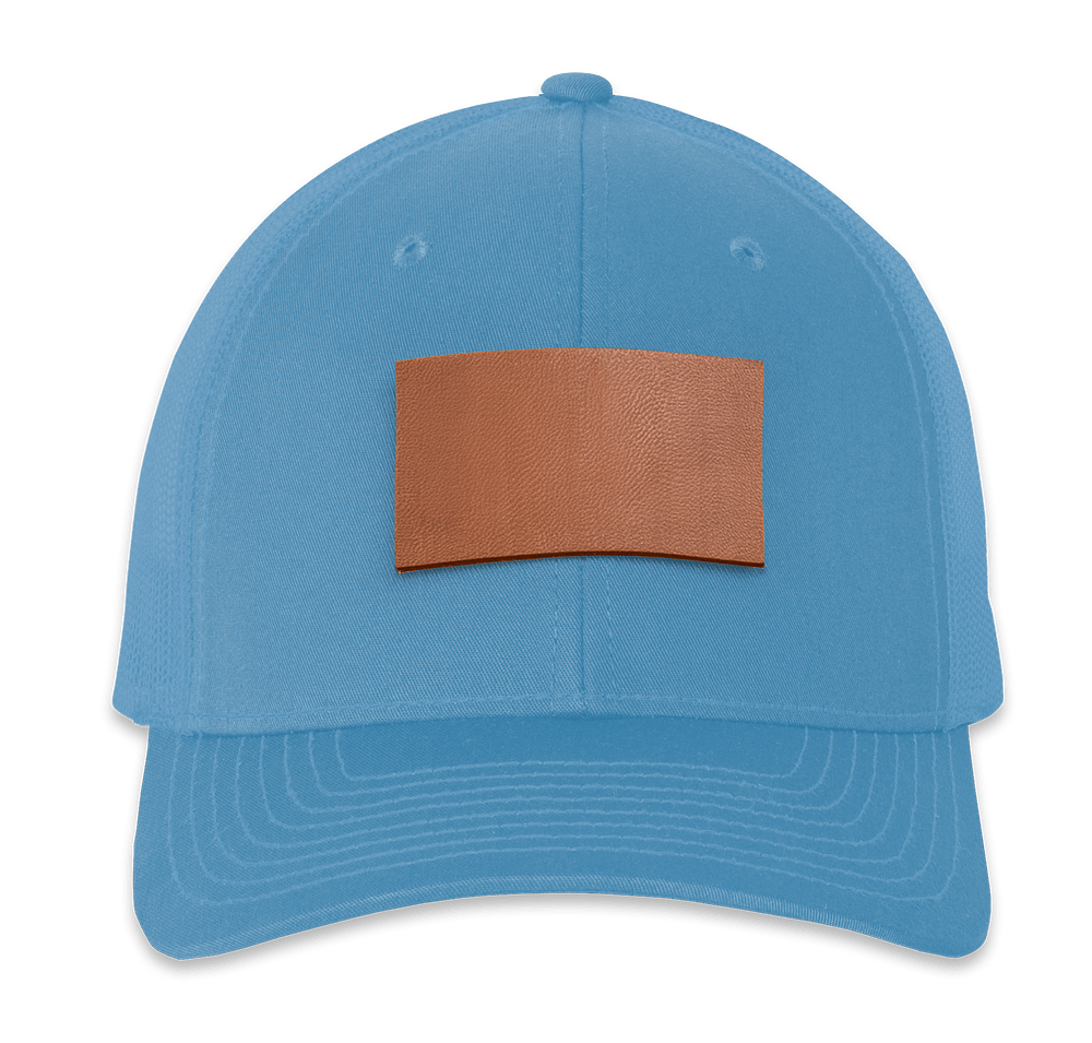 Richardson Snapback Trucker Hat - Rectangle Faux Leather Patch - Laser Engraved-default