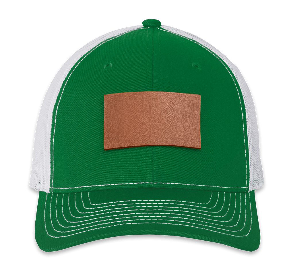 Richardson Snapback Trucker Hat - Rectangle Faux Leather Patch - Laser Engraved-default