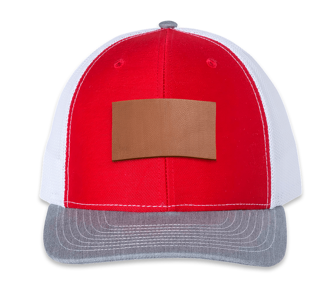 Richardson Snapback Trucker Hat - Rectangle Faux Leather Patch - Laser Engraved-default