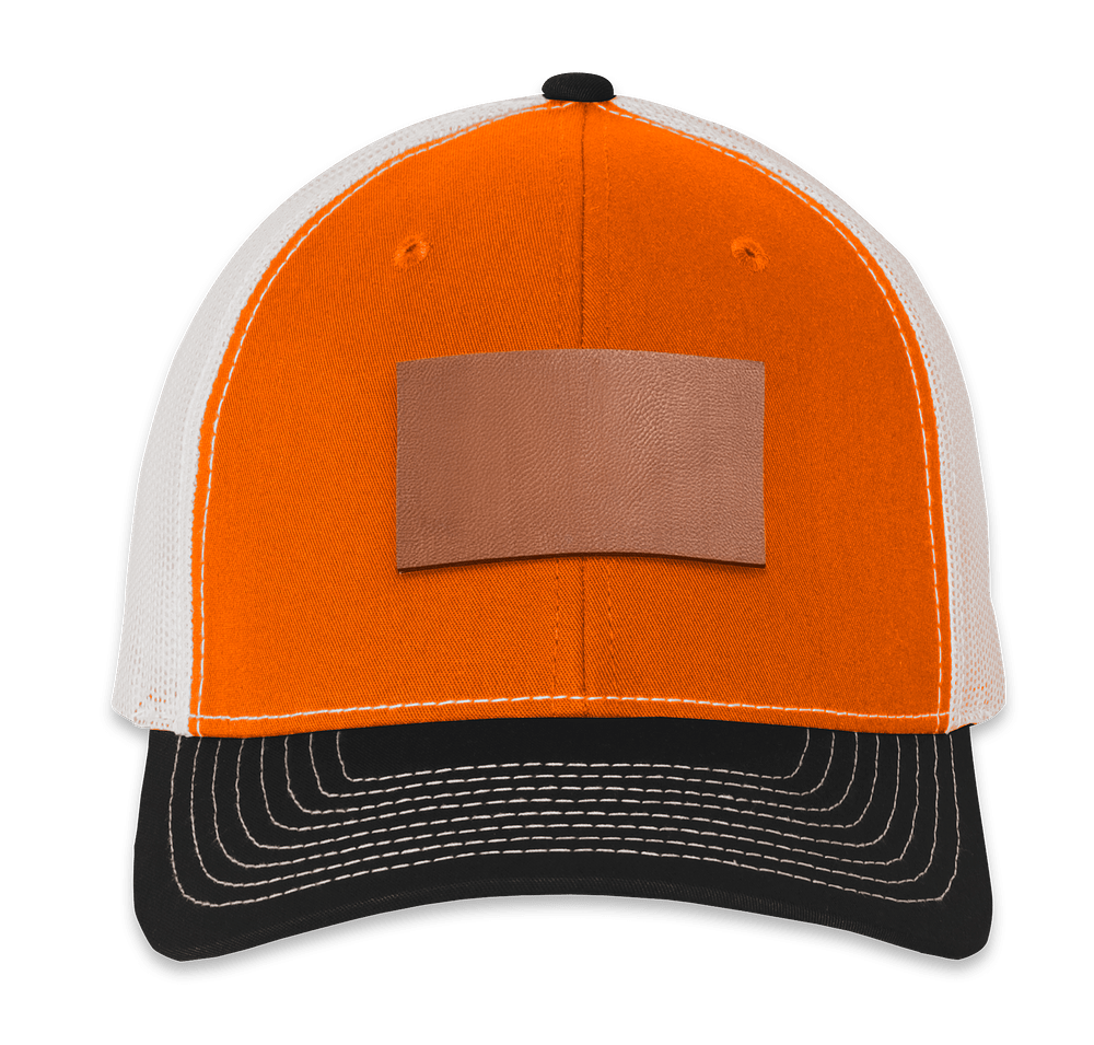Richardson Snapback Trucker Hat - Rectangle Faux Leather Patch - Laser Engraved-default