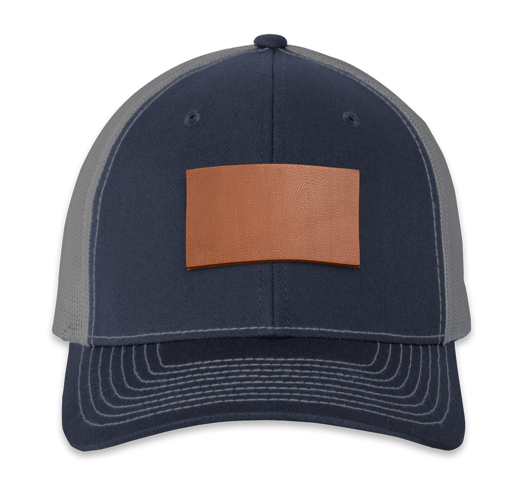 Richardson Snapback Trucker Hat - Rectangle Faux Leather Patch - Laser Engraved-default