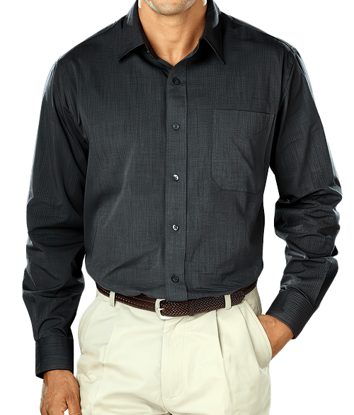Blue Generation Crossweave Easy Care Long Sleeve Shirt - Embroidered in Black