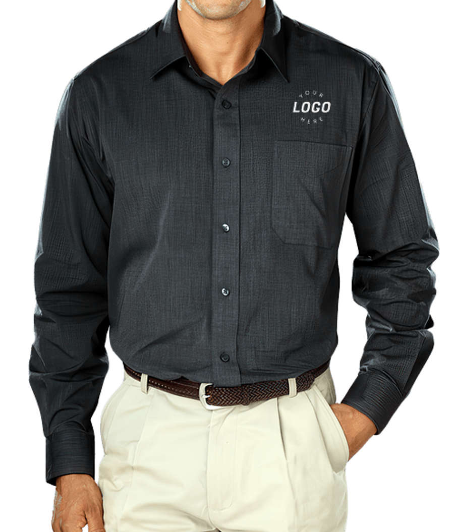 Blue Generation Crossweave Easy Care Long Sleeve Shirt - Embroidered in Black