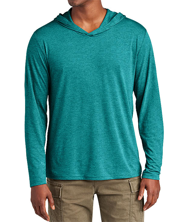 Custom District Perfect Tri-Blend Hooded Long Sleeve T-shirt