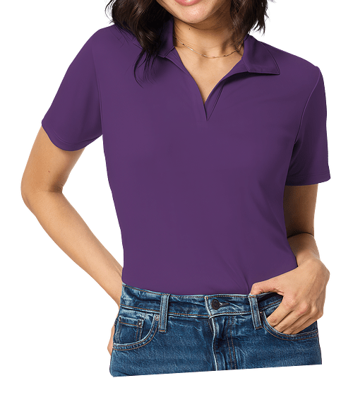 Blue Generation Women's BLU-X-DRI Titan V-Neck Performance Polo - Embroidered in Purple