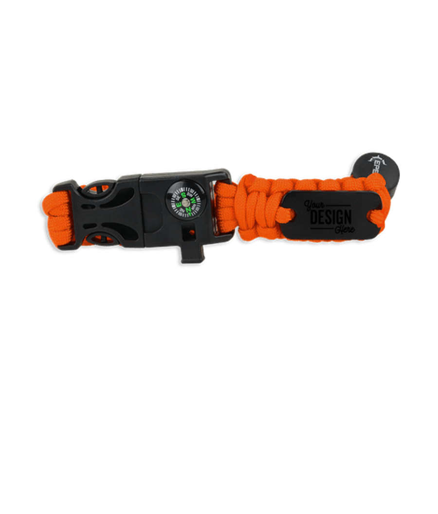 Laser Engraved EPEX Cougar Mountain Adjustable Paracord Bracelet in Orange