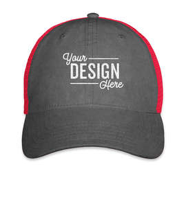 Otto Cap Comfy Fit Unstructured Trucker Hat - Color: Black / Black / Red