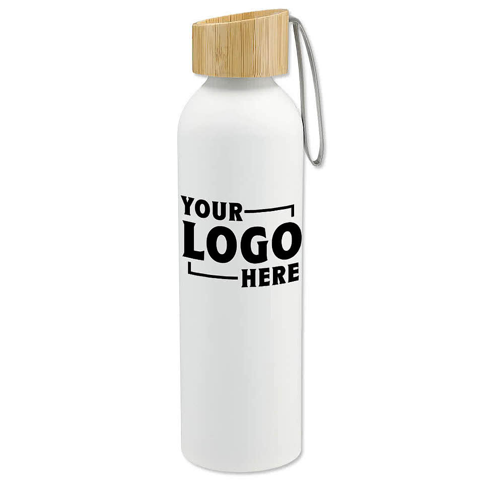 Laser Engraved 22 oz. Ryze Aluminum Sports Water Bottle with Bamboo Lid