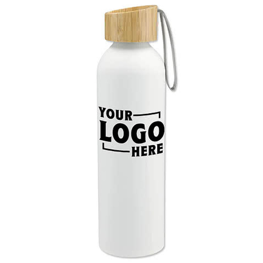 Laser Engraved 22 oz. Ryze Aluminum Sports Water Bottle with Bamboo Lid