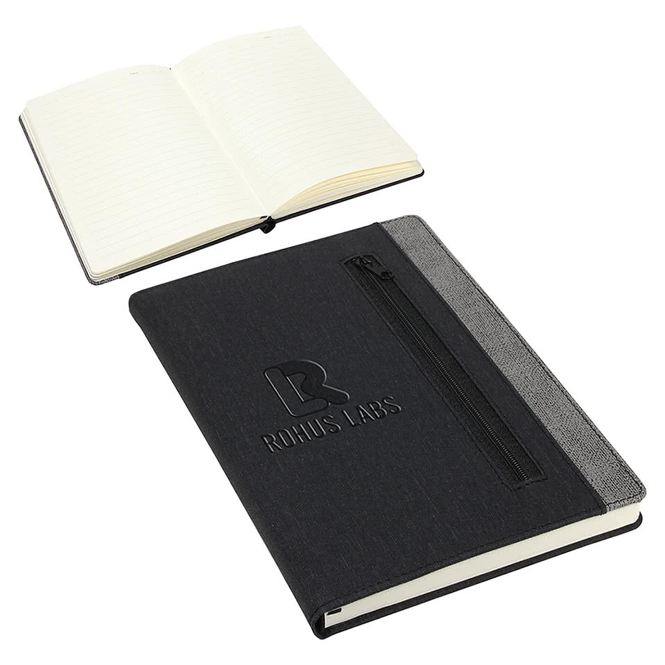 Debossed Zip-It Pocketed Notebook
