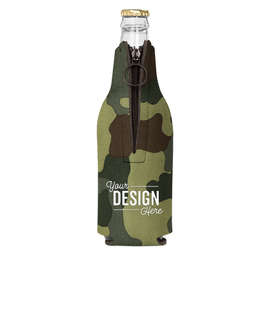 Foldable Foam Zipper Bottle Cooler - Color: Green Camo