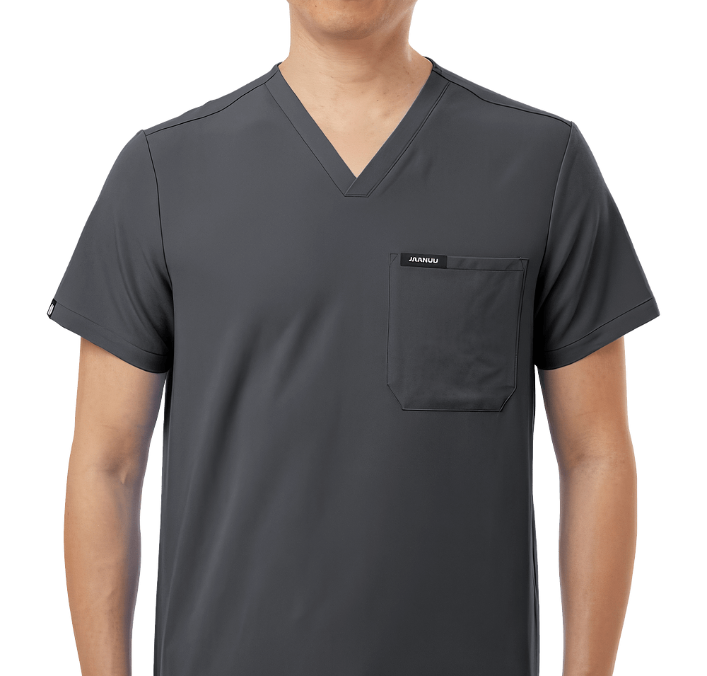 Jaanuu Holmes Everyday One-Pocket V-Neck Scrub Top - Embroidered-default