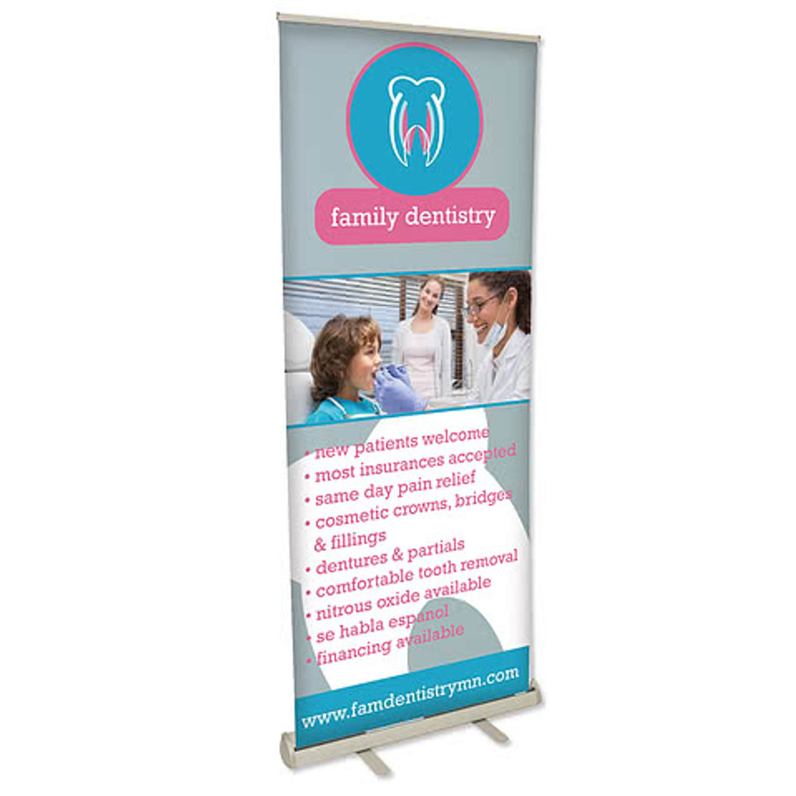Full Color 31.5" x 81.8" Promotional Retractable Banner Kit in Athletic Gold