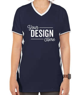 Augusta Women's Cutter+ UPF 50 V-Neck Jersey - Color: Navy / White