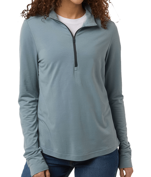 North End Women's JAQ Stretch Quarter Zip Performance Shirt in Opal Blue /  Carbon
