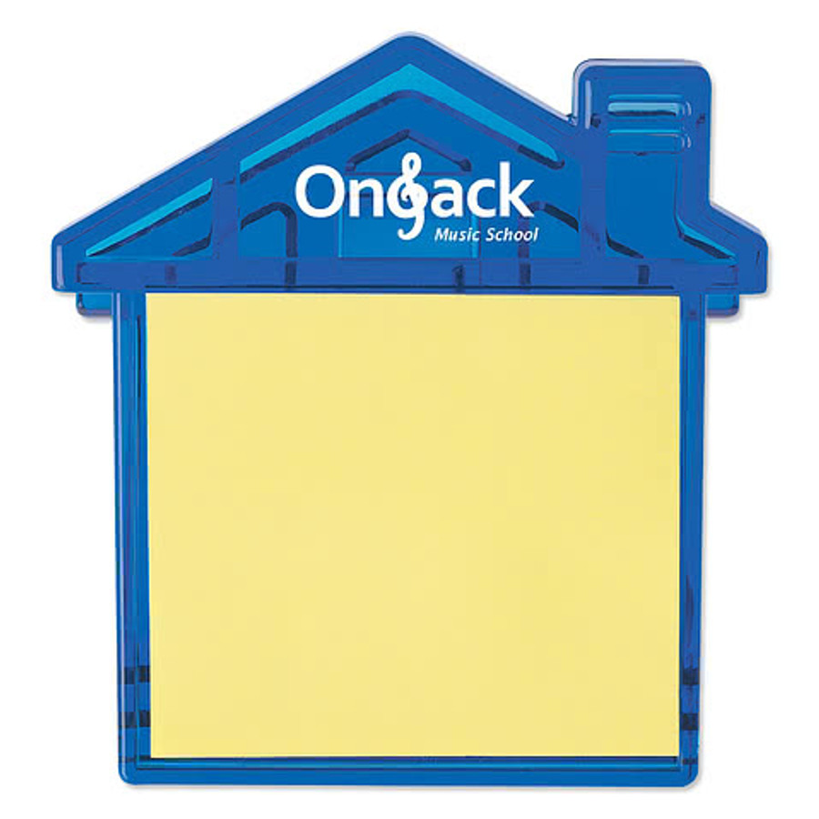 House Shaped Magnetic Clip with Sticky Notes in Translucent Blue