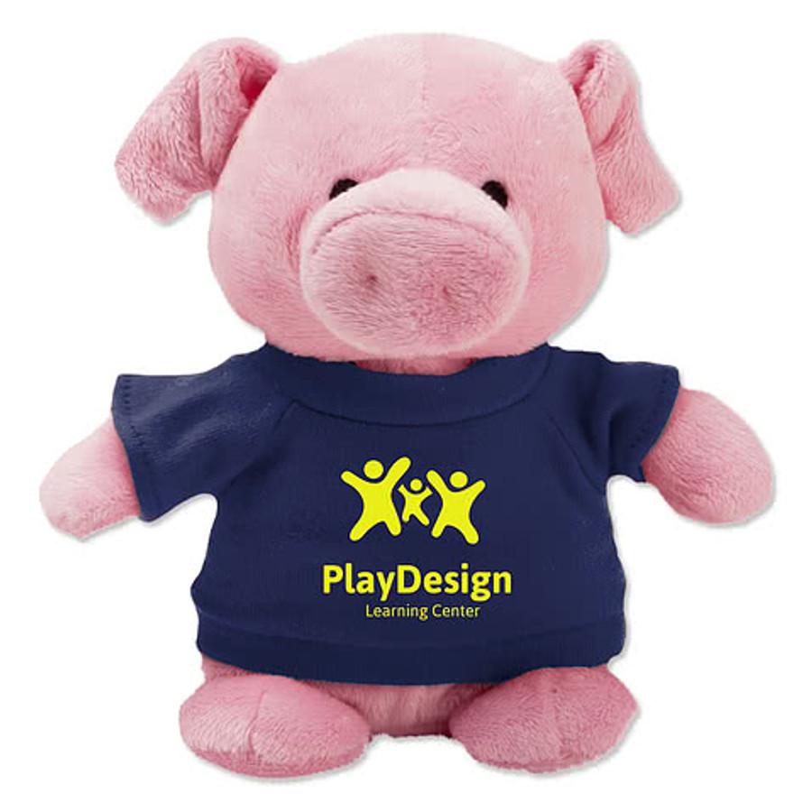 Full Color Bean Bag Buddies 6" Pig Plush Animal in Light Blue