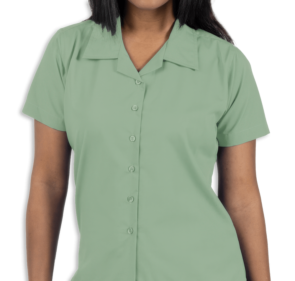 Blue Generation Women's Poplin Short Sleeve Camp Shirt - Embroidered-default