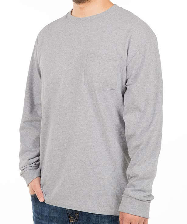 Hanes X-Temp Workwear Long Sleeve Pocket T-shirt - Embroidered