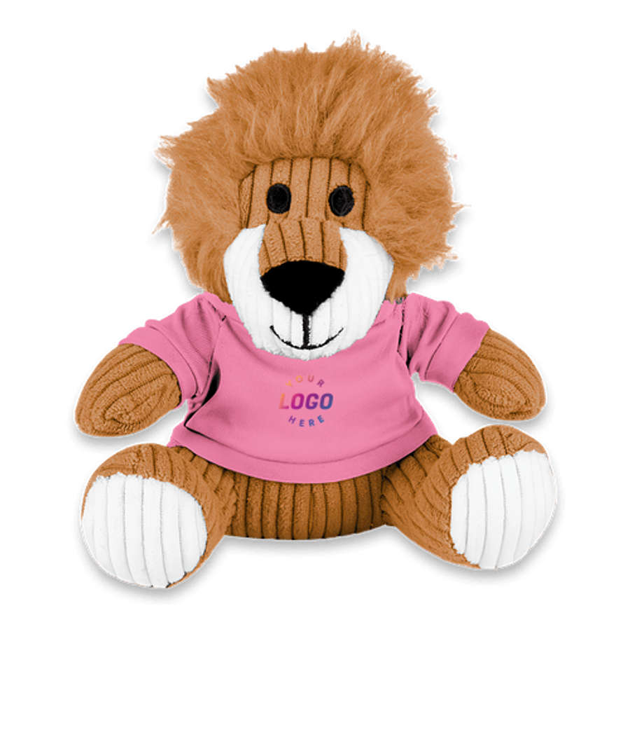 6" Rory Corduroy Lion Plush Animal with T-shirt in Pink