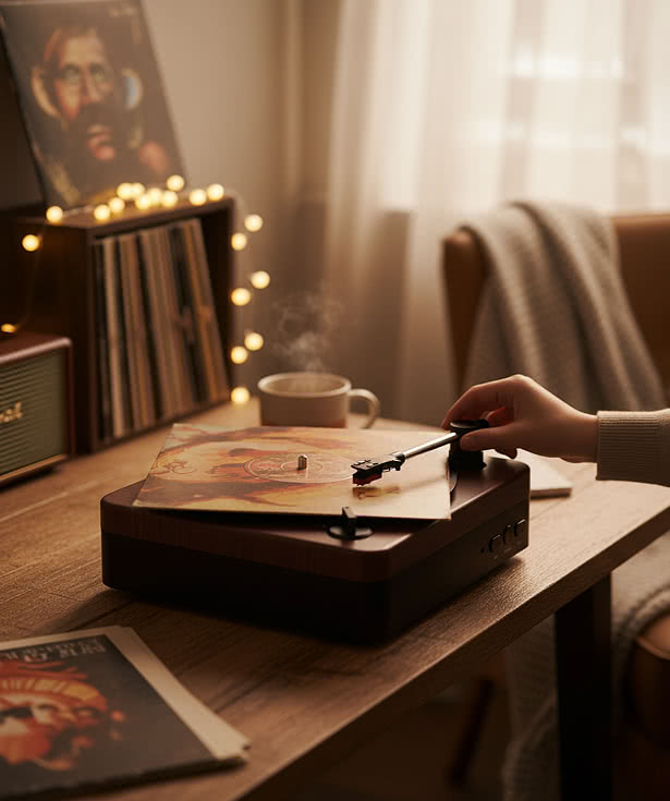 Turntable Wireless Speaker With Custom Record Envelope