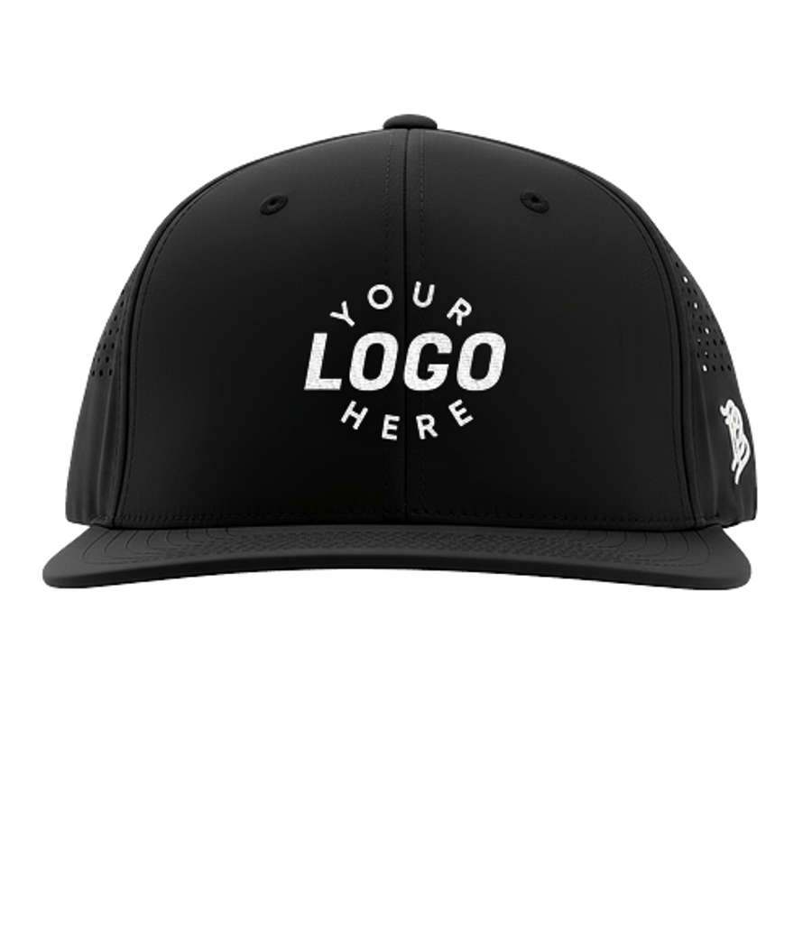 Branded Bills Bare Flat UPF 50+ Performance Baseball Hat in BLACK