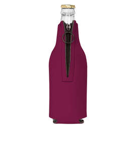 Foldable Foam Zipper Bottle Cooler - Color: Burgundy