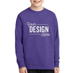 Port & Company Youth Core Cotton Long Sleeve T-shirt - Color: Purple