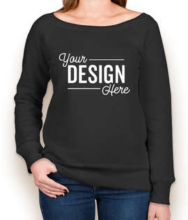 Bella + Canvas Women's Tri-Blend Wide Neck Sweatshirt - Color: Charcoal Black Triblend