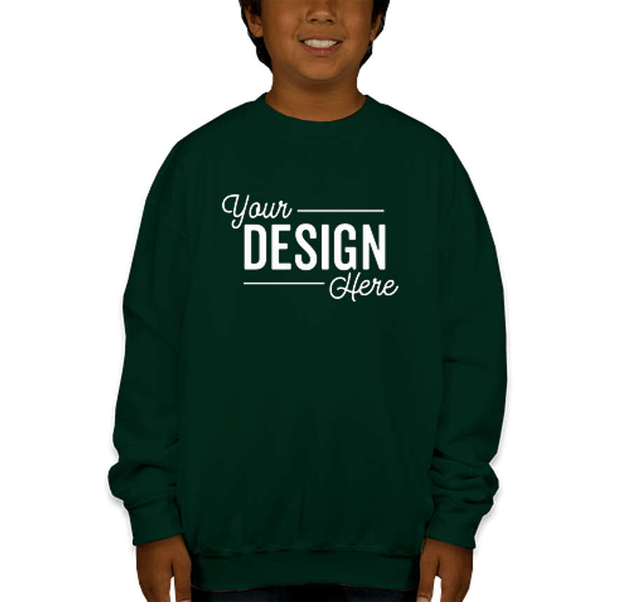 Gildan Youth Midweight 50/50 Crewneck Sweatshirt in Forest