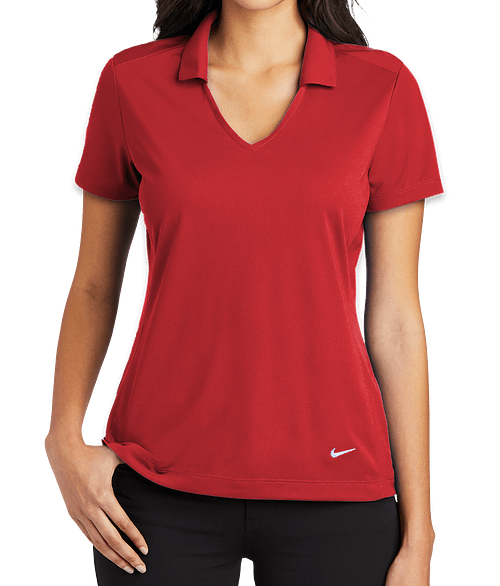 Nike Women's Dri-FIT Vertical Mesh Performance Polo - Printed in University Red