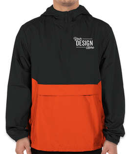 Holloway Packable Hooded Half Zip Pullover - Color: Black / Orange