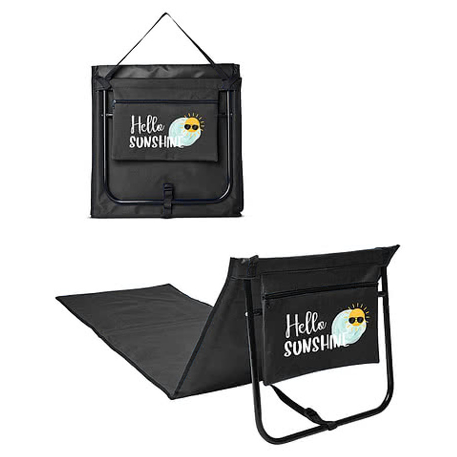 Foldable Lounging Beach Chair in BLACK