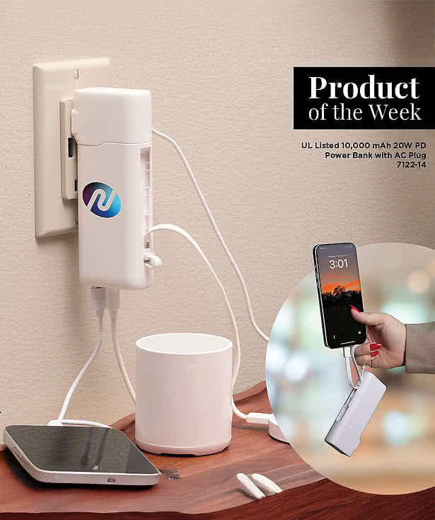 Full Color 10,000 mAh Portable Power Bank with AC Adapter