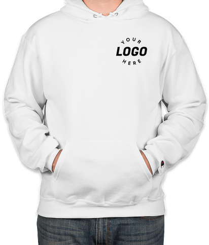 Embroidered Champion Powerblend Pullover Hoodie - White