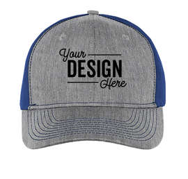 Port Authority Snapback Trucker Hat - Color: Heather Grey / Patriot Blue