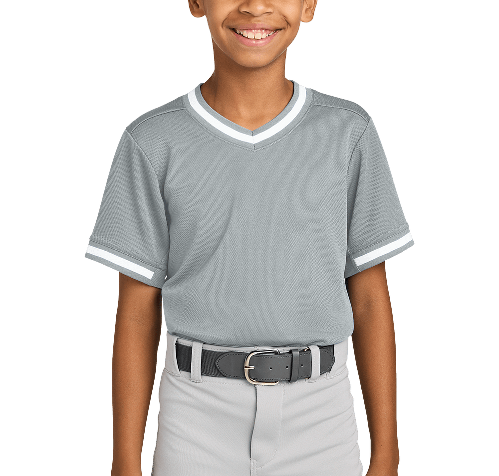 Sport-Tek Youth Tough Mesh V-Neck Baseball Jersey-default