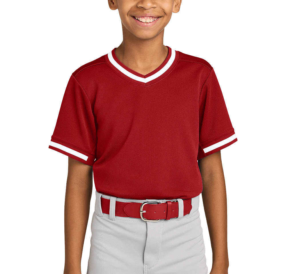 Sport-Tek Youth Tough Mesh V-Neck Baseball Jersey-default