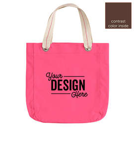 Port Authority Garment Washed Cotton Canvas Contrast Tote - Color: Tropical Pink